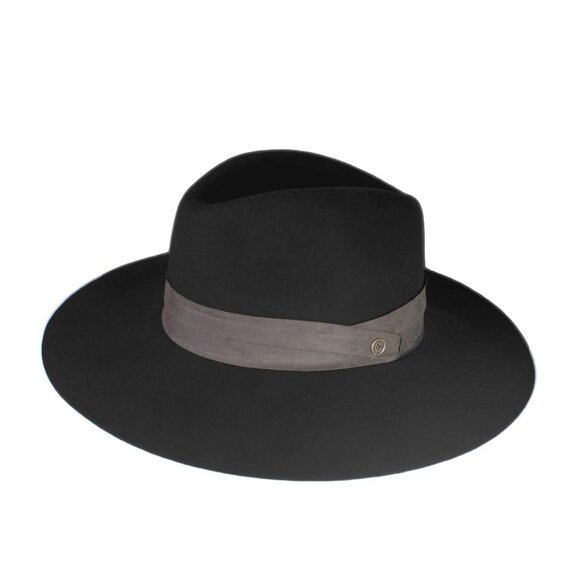 Fallen BROKEN street The Momernt Wide Felt hat in black with olive suede band main image 5
